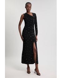 Karen Millen - Premium Slinky Crepe Embellished Cut Out Maxi Dress - Lyst