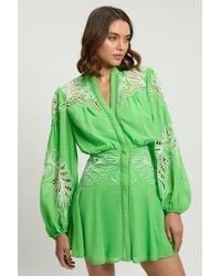 Karen Millen - Cutwork Beaded Embroidered Woven Mini Dress - Lyst