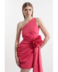 Karen Millen - Taffeta Bandeau Tailored Rosette Drape Mini Dress - Lyst