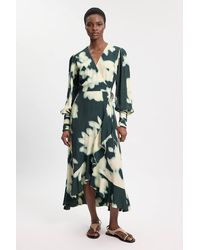 Karen Millen - Viscose Crepe Long Sleeve Midi Dress - Lyst