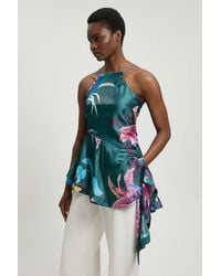 Karen Millen - Printed Metallic Floral Woven Top - Lyst