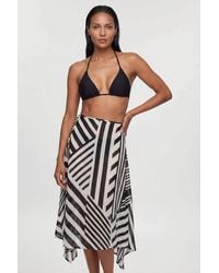 Karen Millen - Viscose Georgette Stripe Beach Skirt - Lyst