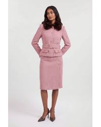 Karen Millen - Petite Texture Tweed Detachable Faux Fur Collar Tailored Jacket - Lyst