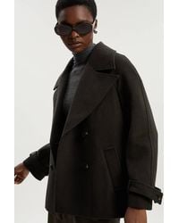 Karen Millen - Tailored Brushed Wool Double Breasted Short Pea Coat - Lyst