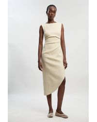 Karen Millen - Petite Boucle Tailored Ruched Detail Midi Dress - Lyst