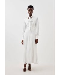 Karen Millen - Forever Jersey Ponte Georgette Mix Midi Dress - Lyst