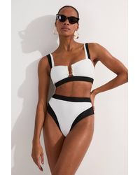 Karen Millen - Contrast Trim High Cut Bikini Bottom - Lyst