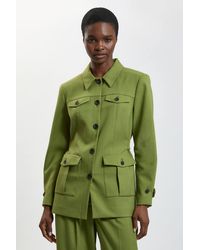 Karen Millen - Herringbone Texture Utility Jacket - Lyst