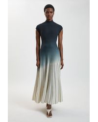 Karen Millen - Petite Dip Dye Detail Short Sleeve Knitted Maxi Dress - Lyst