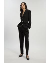 Karen Millen - Compact Stretch Tailored Military Straight Leg Trouser - Lyst