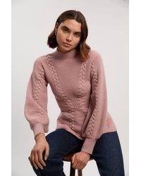 Karen Millen - Knit Cable Yarn Peplum Jumper - Lyst
