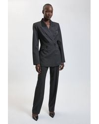 Karen Millen - Pinstripe Tailored Wide Leg Trouser - Lyst