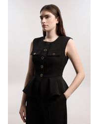 Karen Millen - Compact Stretch Peplum Tailored Top - Lyst