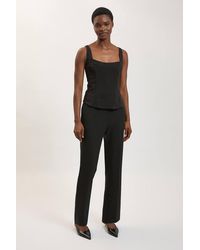 Karen Millen - Compact Stretch & Satin Mix Tux Slim Leg Trouser - Lyst