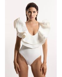 Karen Millen - Drama Frill Swimsuit - Lyst
