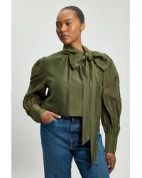 Karen Millen - Plus Size Organdie Woven Pussybow Blouse - Lyst