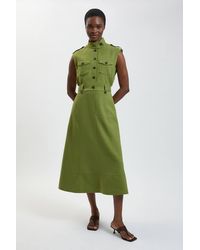 Karen Millen - Petite Herringbone Texture Utility Dress - Lyst