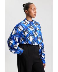 Karen Millen - Plus Size Rope Print Viscose Crepe Balloon Sleeve Blouse - Lyst