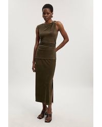 Karen Millen - Brushed Textured Jersey Midi Pencil Skirt - Lyst