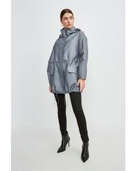 Karen Millen Luxe Organza Parka Coat - Grey
