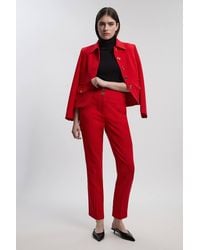 Karen Millen - Textured Compact Stretch Tailored Straight Leg Trouser - Lyst