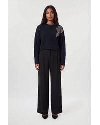 Karen Millen - Wool Blend Embellished Cosy Crew Neck Knit Jumper - Lyst