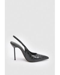 Karen Millen - Croc Leather Slingback Heeled Shoe - Lyst
