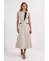 Karen Millen - Tailored Marl Contrast Tipped Full Skirted Maxi Dress - Lyst