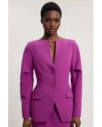 Karen Millen - Compact Stretch Tailored Single Breast Blazer - Lyst