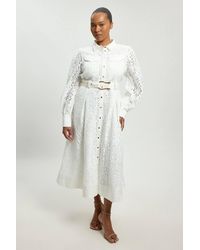 Karen Millen - Plus Size Cotton Cutwork Woven Shirt Midi Dress - Lyst
