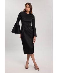 Karen Millen - Tailored Lace Up Back Detail Midi Dress - Lyst