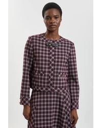 Karen Millen - Check Trim Contrast Tailored Jacket - Lyst