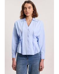 Karen Millen - Cotton Pleated Detail Long Sleeve Shirt - Lyst