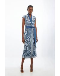 Karen Millen - Petite Premium Pearl Embellished Woven Blazer Midi Dress - Lyst