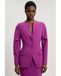 Karen Millen - Compact Stretch Tailored Single Breast Blazer - Lyst