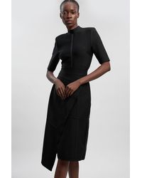 Karen Millen - Figure Form Bandage Asymmetric Knit Midi Dress - Lyst