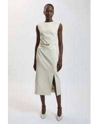 Karen Millen - Tailored Belted Midi Skirt Pencil Dress - Lyst