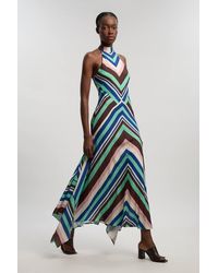Karen Millen - Petite Multi Fluid Cotton Mix Woven Halter Dress - Lyst