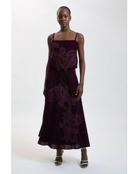 Karen Millen - Velvet Cutwork Co Ord Midi Skirt - Lyst