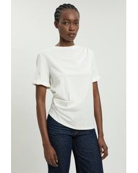 Karen Millen - Cotton Jersey Gathered Detail T-Shirt - Lyst