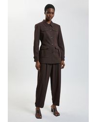 Karen Millen - Herringbone Texture Utility Trousers - Lyst
