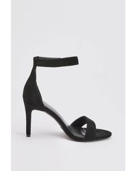 Karen Millen - Leather Turn Lock Detail Heeled Sandal - Lyst