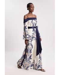 Karen Millen - Scarf Print Woven Wide Leg Trouser - Lyst