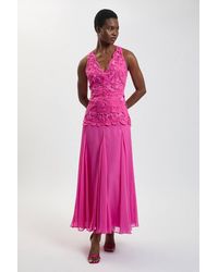 Karen Millen - Bead Detail Halterneck Maxi Dress - Lyst