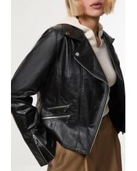 Karen Millen - Forever Leather Signature Biker Jacket - Lyst