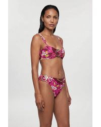 Karen Millen - Tropical Bandeau Metal Trim Detail Bikini Top - Lyst