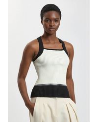 Karen Millen - Block Colour Racked Rib Knitted Sleeveless Top - Lyst