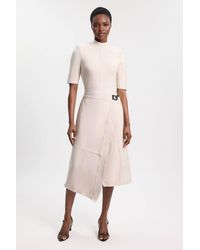 Karen Millen - Figure Form Bandage Asymmetric Knit Midi Dress - Lyst