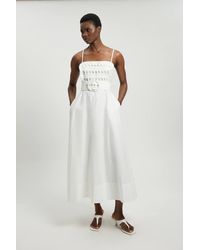 Karen Millen - Cutwork Detail Belted Strappy Midi Dress - Lyst
