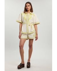 Karen Millen - Linen Blend Beaded Embroidery Shirt Co Ord - Lyst